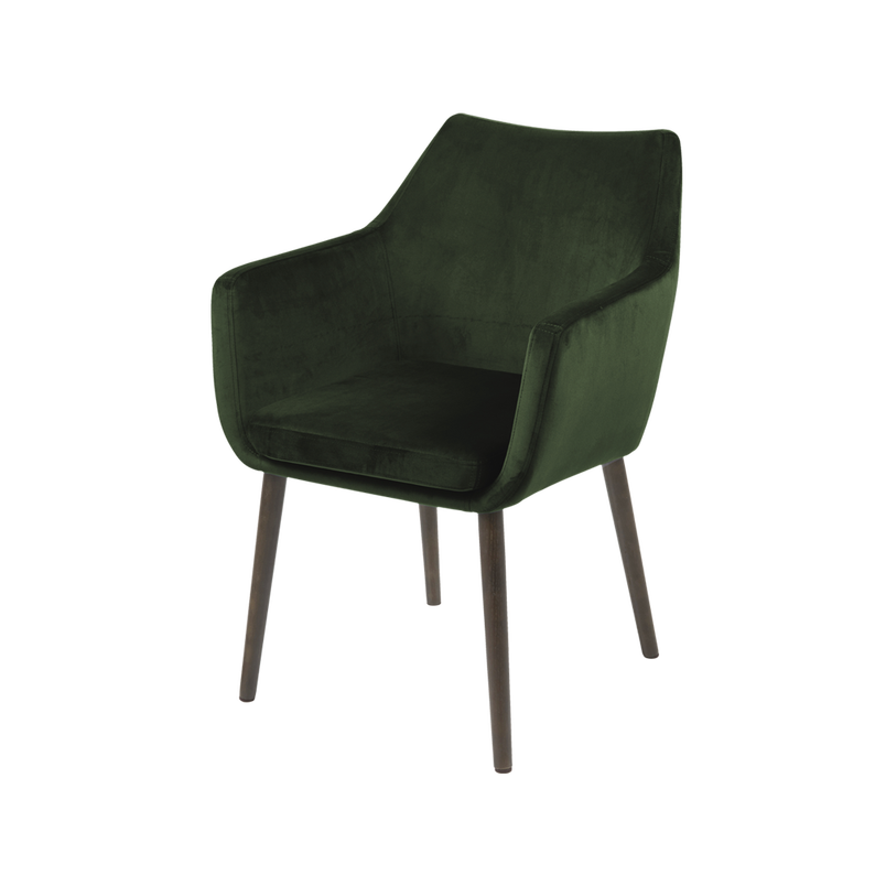 MARCELIO Chaise tapissée velours vert / pieds bois