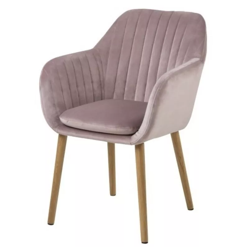 ELIDI Chaise rembourrée velours rose poudré pieds bois
