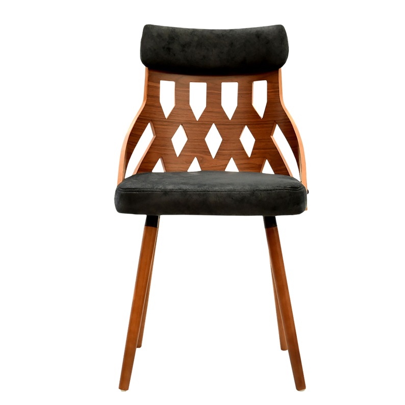 COURGETTE Chaise design noir / noyer