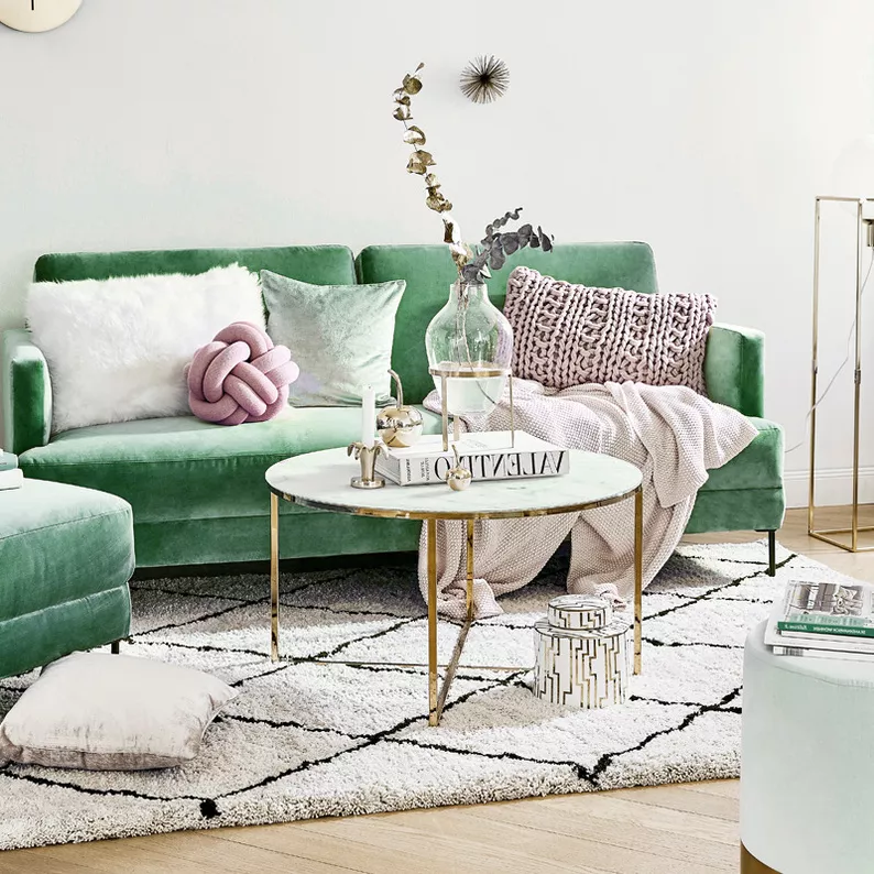 ALISMA Table basse Ø 80 cm - base dorée