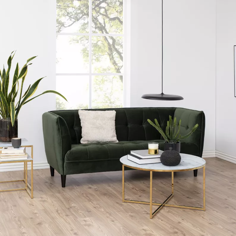 ALISMA Table basse Ø 80 cm - base dorée