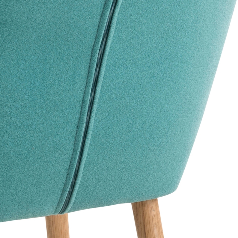 ENISA Chaise rembourrée turquoise pieds bois