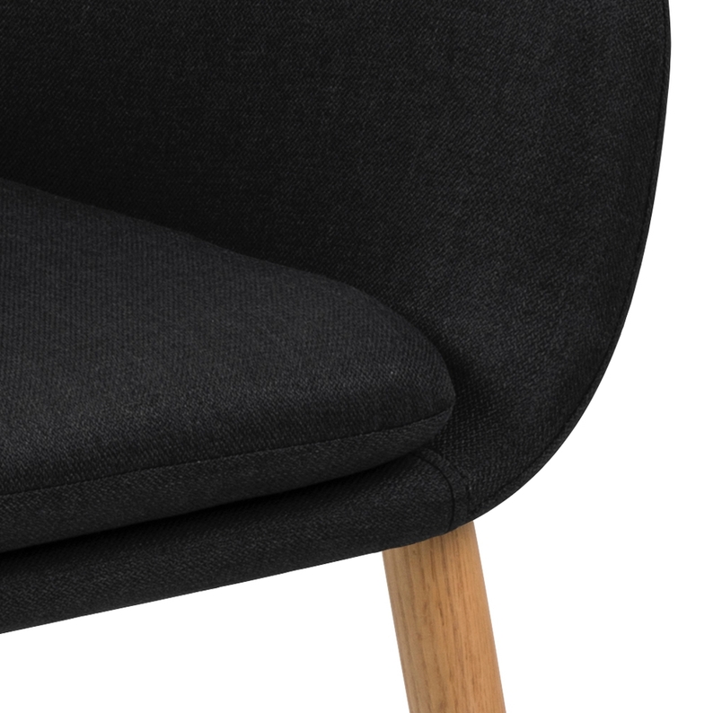 ENISA Chaise rembourrée noir pieds bois