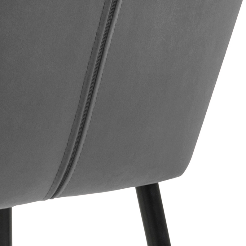 ELIDI Chaise rembourrée velours gris foncé pieds métal