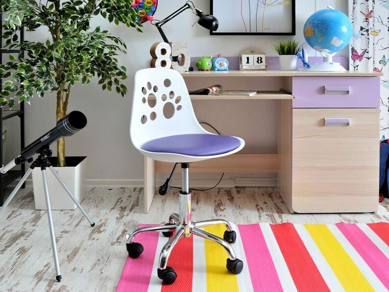 FOOT Chaise de bureau enfant blanc / violet