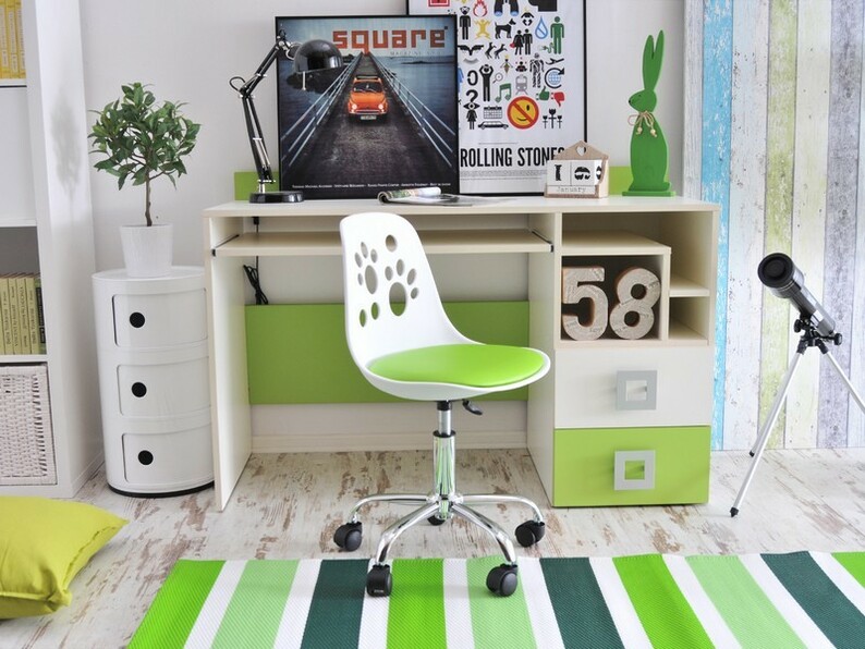 FOOT Chaise de bureau enfant blanc / vert