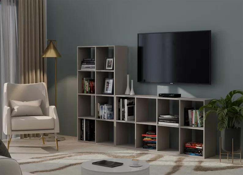 Regał otwarty Malax z ośmioma półkami 147 cm szary