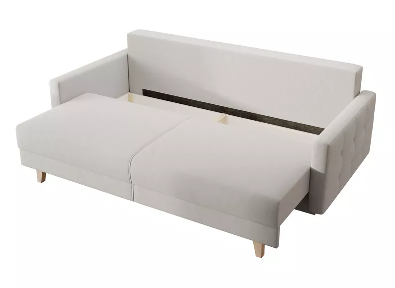 Canapé 3 places Verat avec conteneur, gris clair, velours hydrophobe