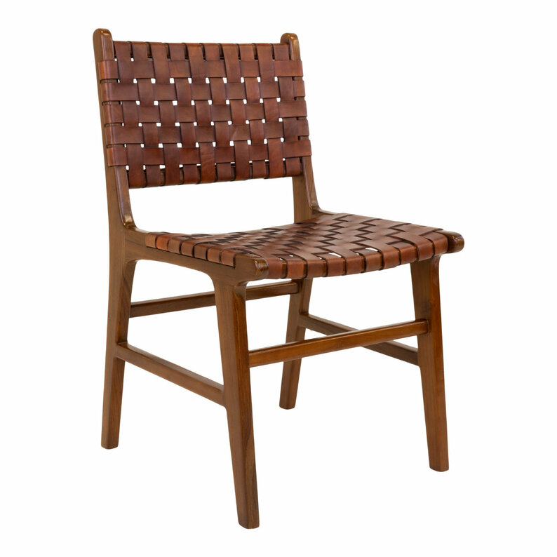 Chaise en cuir artificiel marron Bargino