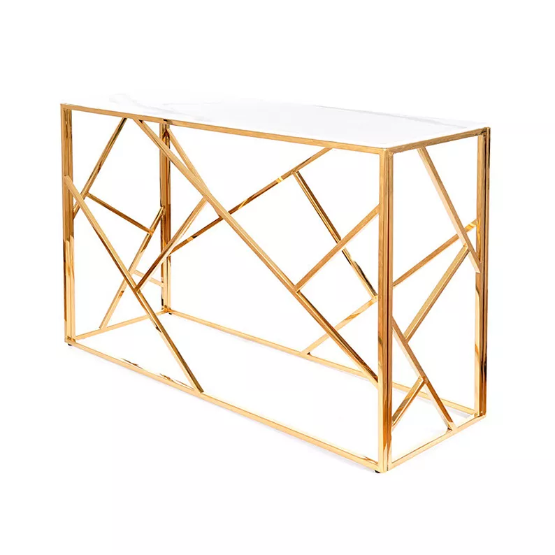 Console Landile 120 x 40 cm avec plateau imitation marbre