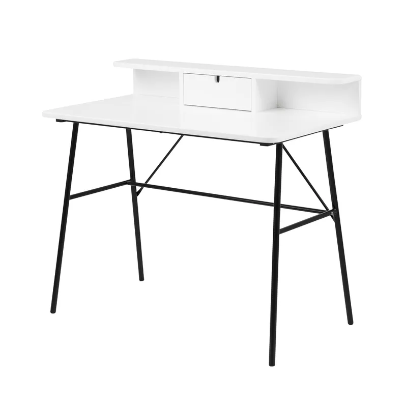 BROVA Bureau blanc avec pieds noirs