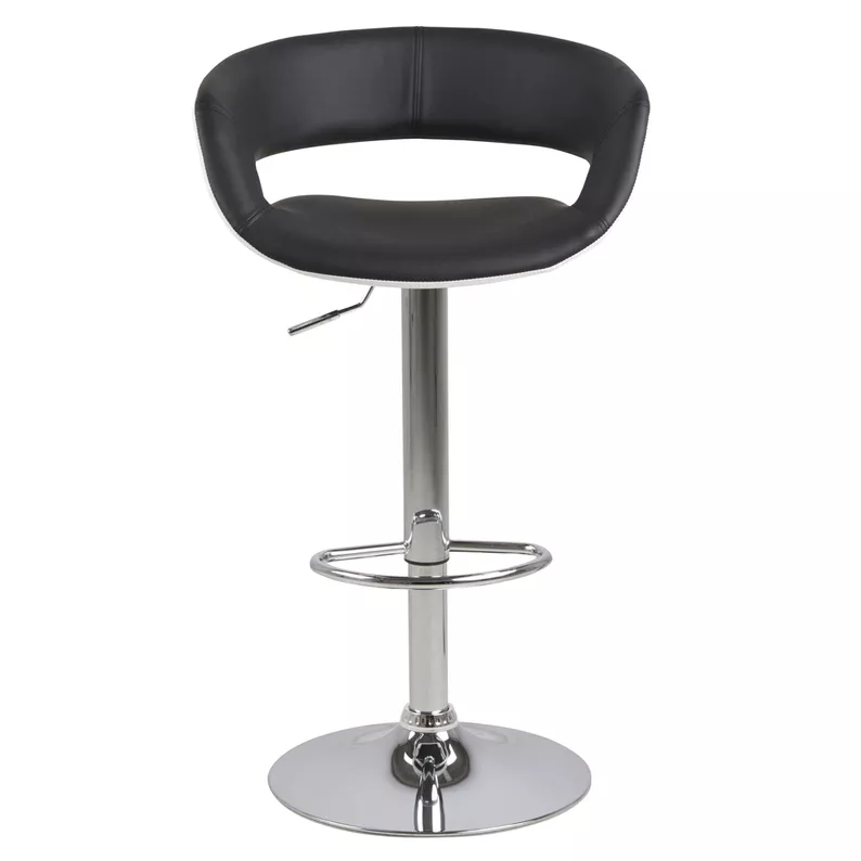 HANNAH Lot de 2 tabourets blanc / noir en similicuir