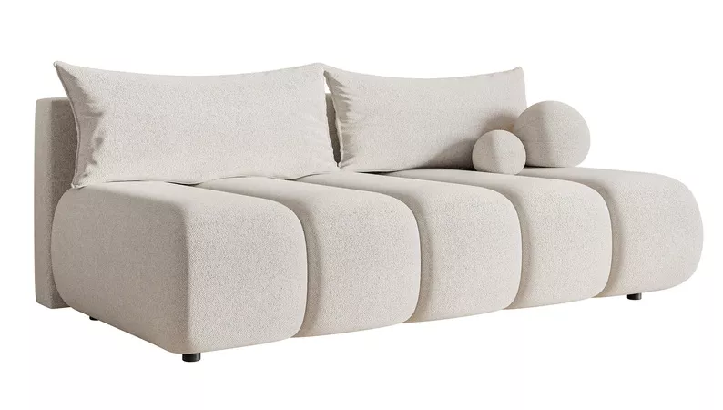 Kanapa trzyosobowa Dandelino Mini z funkcją spania kremowa szenil