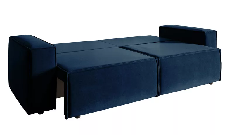 COPERTINO Canapé d'angle convertible velours bleu marine