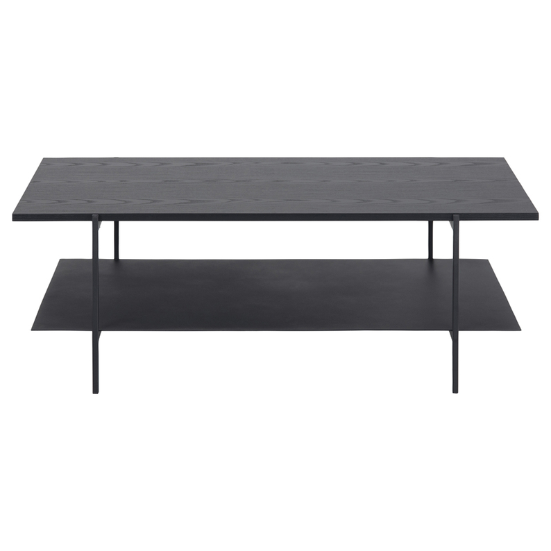 SANTOV Table basse avec étagère noir 60x115 cm