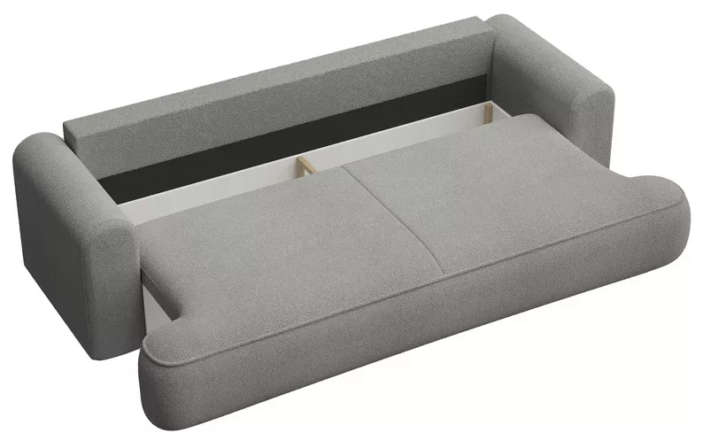 Kanapa rozkładana trzyosobowa Ovo z pojemnikiem szara szenil