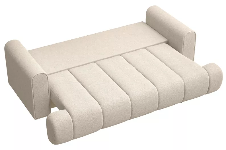 Kanapa trzyosobowa Dandelino z funkcją spania jasnobeżowy szenil hydrofobowy