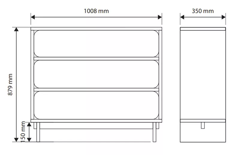 Komoda Wuwu z trzema szufladami 101 cm szarobeżowa