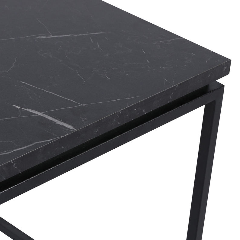 Table basse Likko 45x45 cm marbre noir