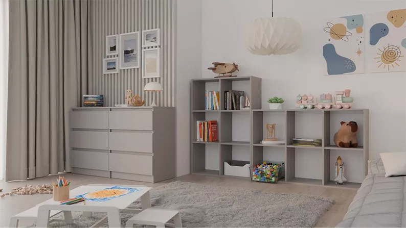Regał otwarty Malax z sześcioma półkami 110 cm szary