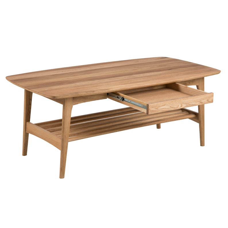 MUZRIM Table en bois avec une étagère et un tiroir 70x130 cm