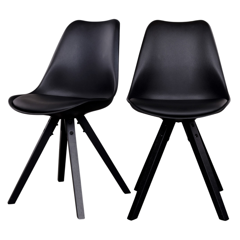 UMBRETA Lot de 2 chaises scandinaves noires pieds noirs en bois