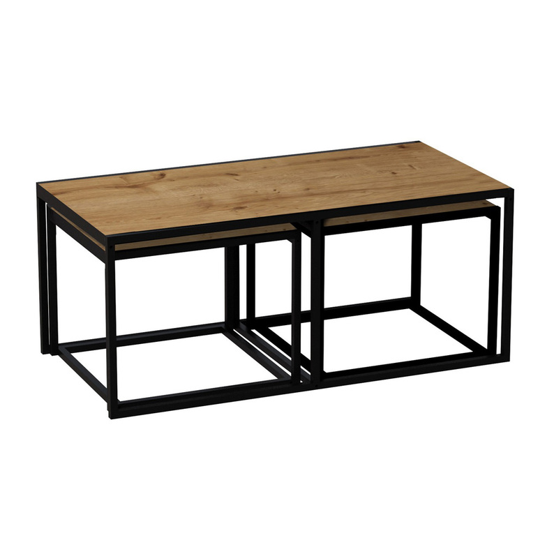 GEMINORUM Table basse extensible noir / chêne 120x60 cm