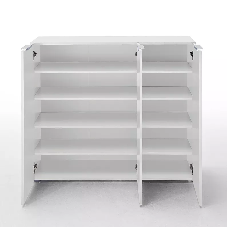 Commode Valentinim à trois portes en blanc brillant