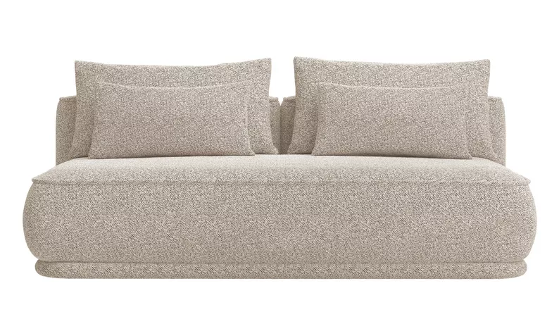 Kanapa rozkładana trzyosobowa Leanno z pojemnikiem beżowa boucle