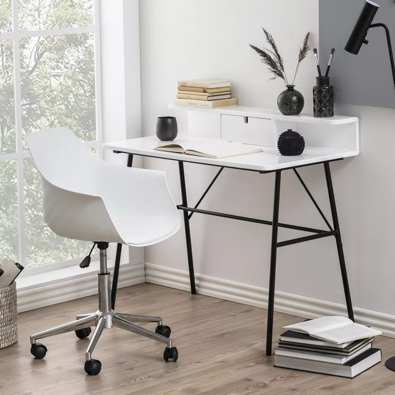 BROVA Bureau blanc avec pieds noirs