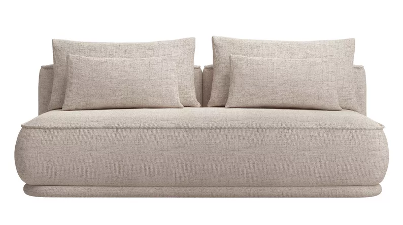 Kanapa rozkładana trzyosobowa Leanno z pojemnikiem jasnobeżowa szenil hydrofobowy