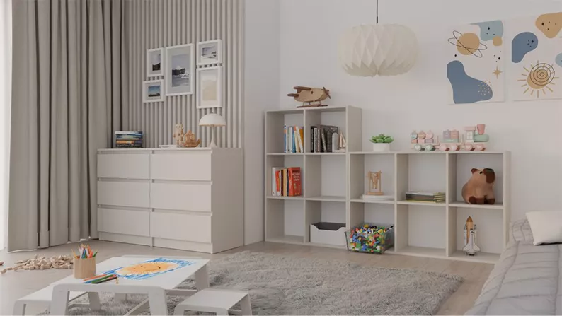 Regał otwarty Malax z sześcioma półkami 110 cm kaszmir
