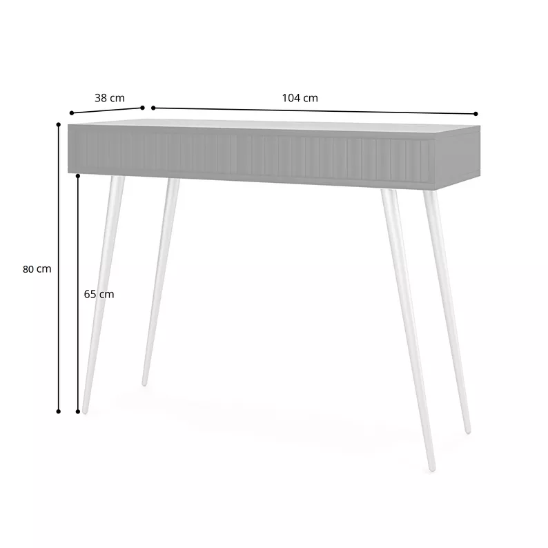 Coiffeuse Bello 104 cm noire avec pieds dorés