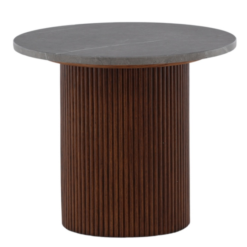 Table basse ronde Hydrown diamètre 52 cm noyer/lattes