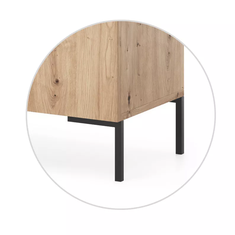 LAMMELO Commode à trois portes 140 cm en chêne lamellaire