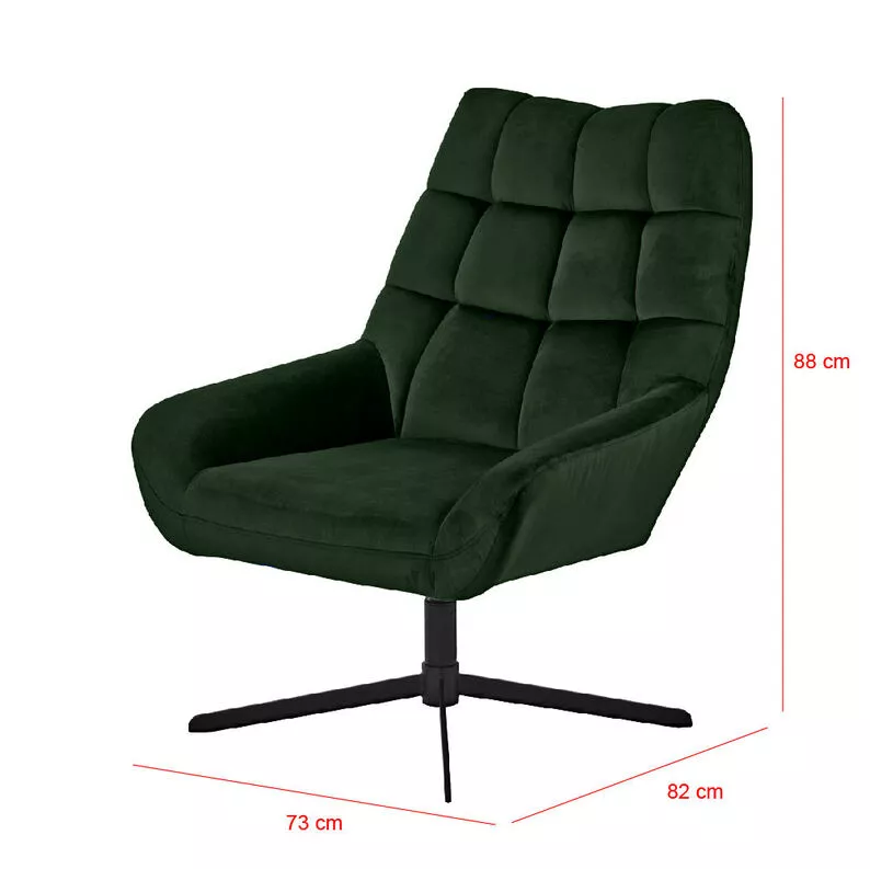 SHERLEY Fauteuil pivotant vert bouteille