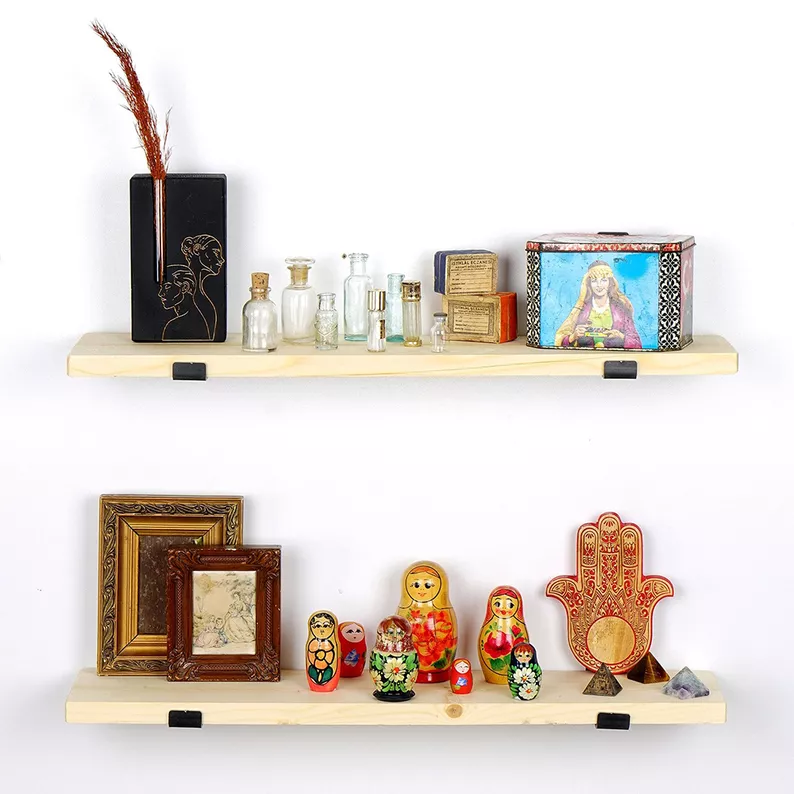 Lot de deux étagères murales Lamero 40 cm, chêne