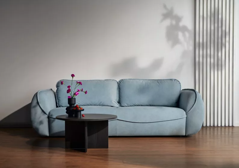 Stolik kawowy Ovo okrągły 76 cm Jesion Portland Czarny