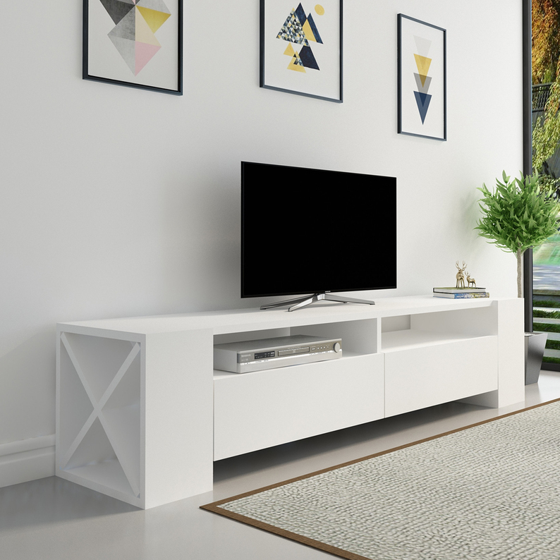Meuble TV Soska 155 cm blanc