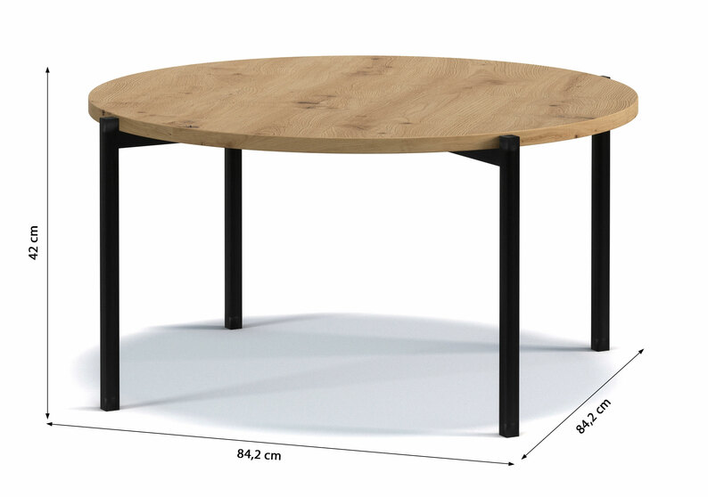 Table basse ronde Kortala 80 cm basse artisanale chêne