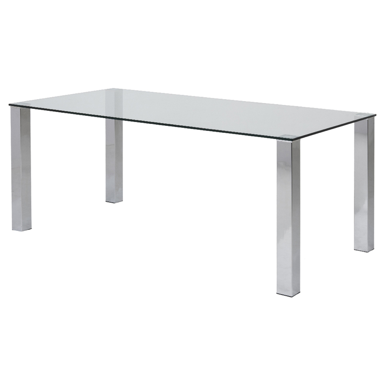 DIOGO Table à manger 180x90 cm avec plateau en verre