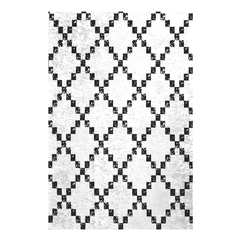 Tapis moderne Maldints 80x200 cm noir et blanc