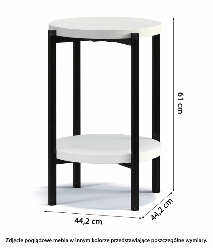 Table basse ronde Kortala 40 cm noir mat haut
