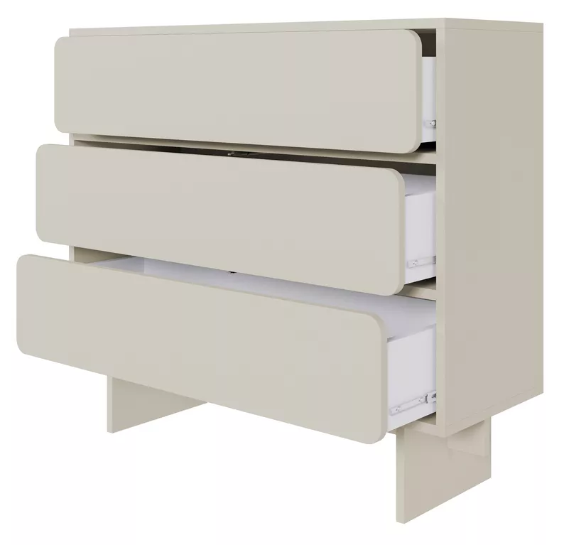 Komoda Wuwu z trzema szufladami 101 cm szarobeżowa