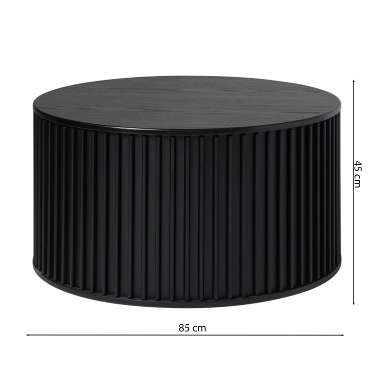 Table basse Ovitties ronde 85 cm avec lamelles noires