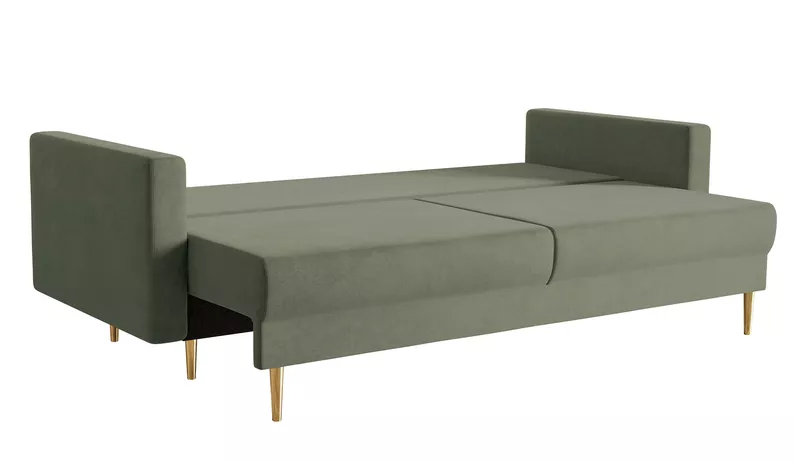 VALICO Canapé-lit trois places velours olive hydrophobe