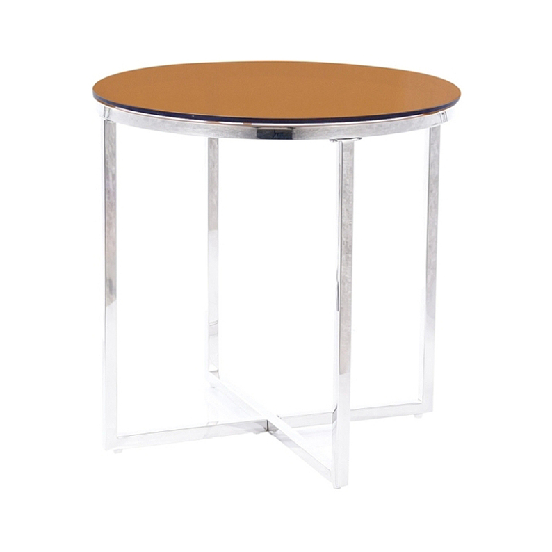 Table basse ronde Adonika, diamètre 55 cm, avec un plateau en verre