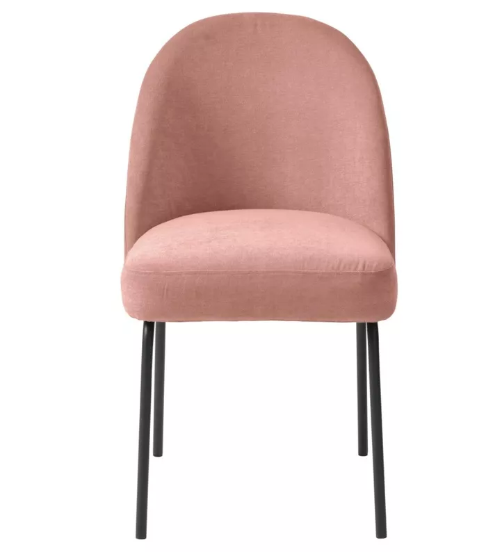 Chaise capitonnée en chenille rose Nelicials
