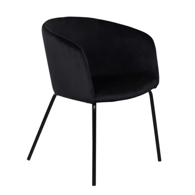Chaise rembourrée en velours noir Ressator