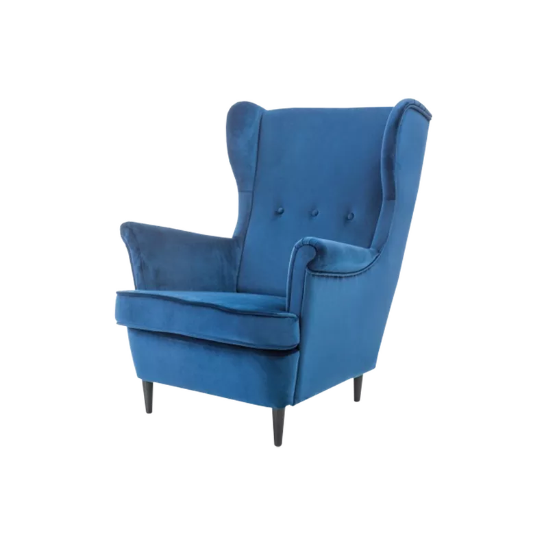 Fauteuil Pazial, velours bleu marine